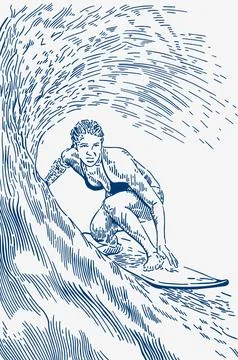 Surfing Stock Illustration