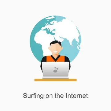 Surfing on the internet concept. flat desgin Stock Illustration