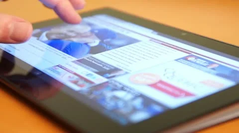 Surfing The Internet On Touch Screen Tablet Stock Footage 18178607