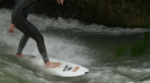 Surfing on Isar River, Munich Stock Footage 54545066
