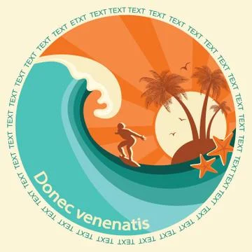 Surfing label illustration Stock Illustration
