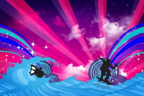 Surfing man Stock Illustration