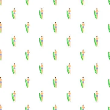 Surfing man pattern summer vacation lifestyle illustration Stock Illustration