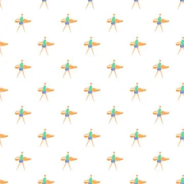 Surfing man seamless pattern for summer vacation theme Stock Illustration
