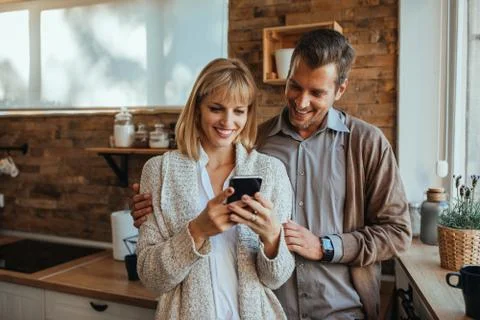 Surfing the net together Stock Photos