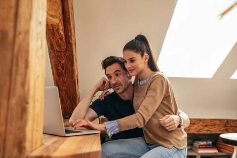 Surfing the net together Stock Photos