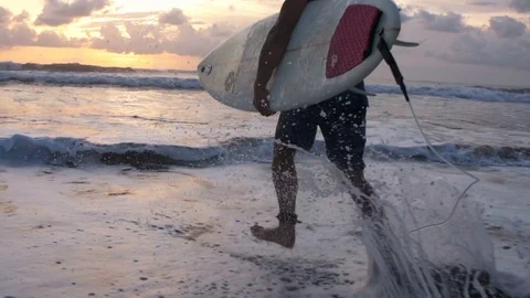 Surfing Ocean Sunset Stock Footage 73714385
