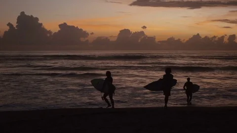 Surfing Ocean Sunset Stock Footage 73714405