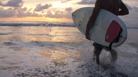 Surfing Ocean Sunset Stock Footage 73714408