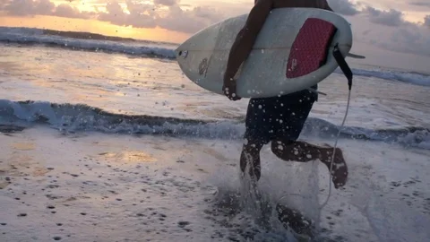 Surfing Ocean Sunset Stock Footage