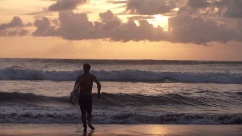 Surfing Ocean Sunset Stock Footage 73714443