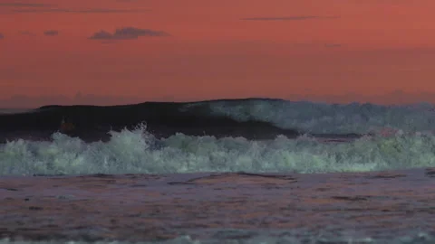 Surfing in the ocean at sunset Stock Footage 218443328