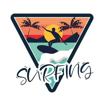 Surfing patch design Illustrazione stock