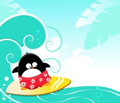 Surfing Penguin Ilustração Stock