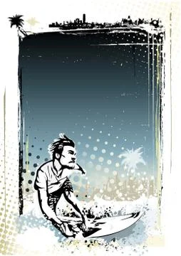 Surfing poster background Stock Illustration