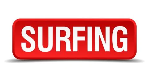 Surfing red 3d square button isolated on white Illustrazione stock