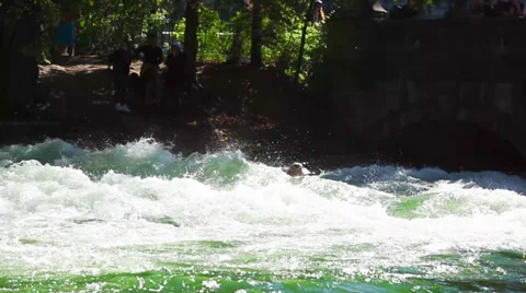 Surfing on River Stock Footage 33775044