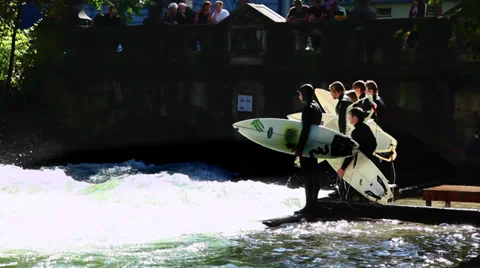 Surfing on River Stock Footage 33776300