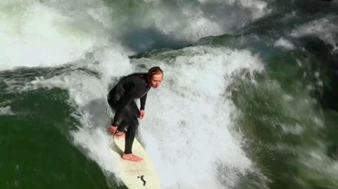 Surfing on the river_06 Stock Footage 33776304