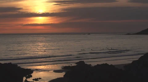 Surfing Scenic view at Sunset Stock Footage 31745685
