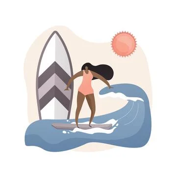 Surfing school abstract concept vector illustration. Stock Illustration