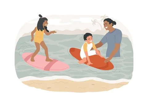 Surfing school isolated concept vector illustration. Illustrazione stock