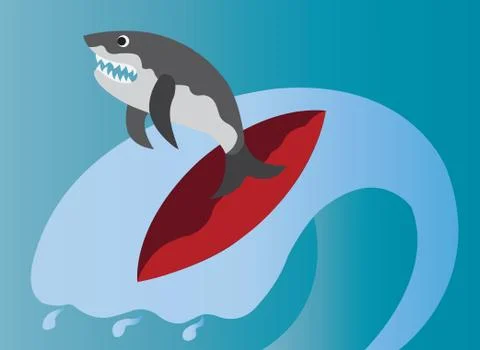 Surfing sharks 1 Stock Illustration