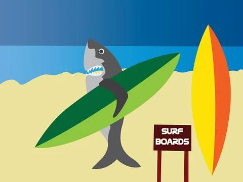 Surfing sharks 2 Stock Illustration
