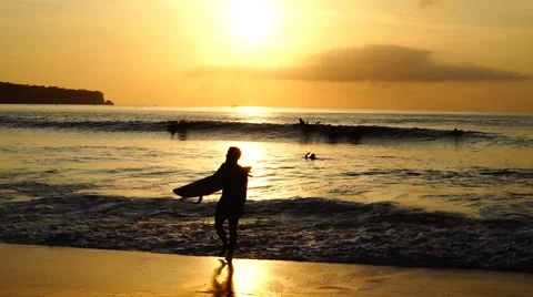 Surfing. Silhoettes. Sunset. Stock Footage 62783029