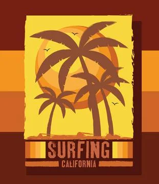 Surfing square patch Stock Illustration