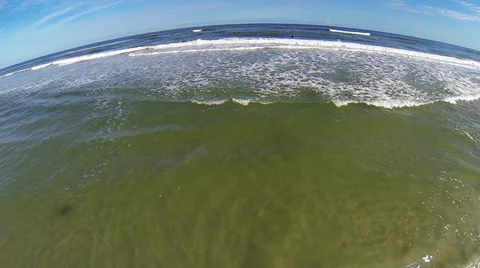 Surfing in St. Augustine FL 17 Aerial of surfers Stock Footage 34542690