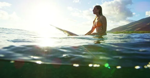 Surfing at Sunset Stock Footage 67499180
