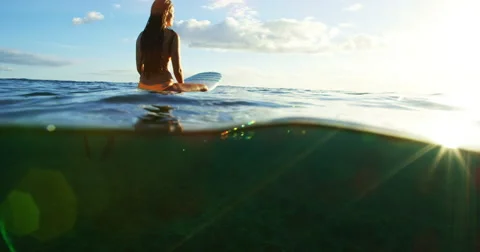 Surfing at Sunset Stock Footage 67500993