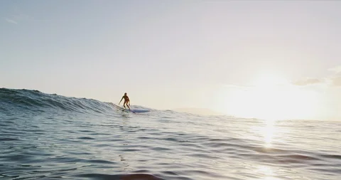 Surfing into the sunset Stock Footage 109532794