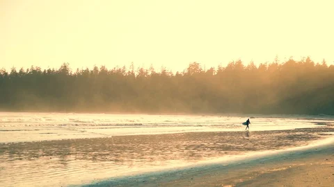 Surfing In Sunset Stock Footage 120139135