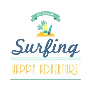 Surfing text and label Иллюстрация