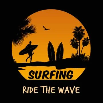 Surfing theme poster design Illustrazione stock