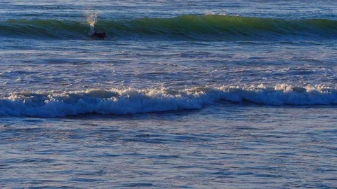 Surfing Tide in Slow Motion Stock Footage 89381513