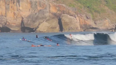 Surfing a wave. Stock Footage 43250219