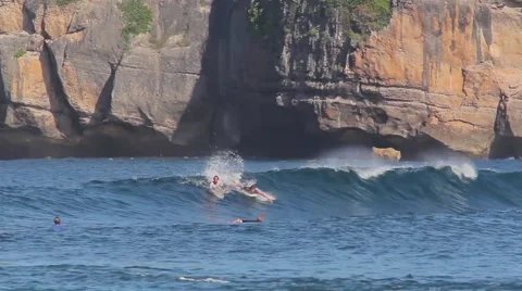 Surfing a wave. Stock Footage 43250351