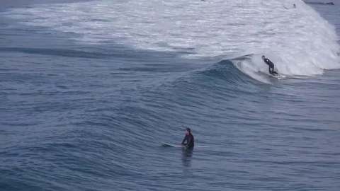 Surfing Wave in Orange County Huntington Beach Stock Footage