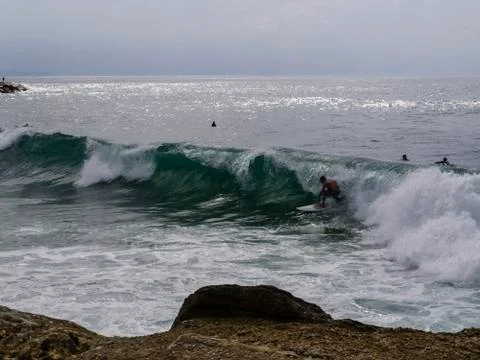 Surfing a wave. 写真素材