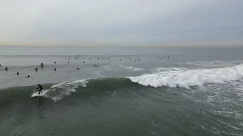 Surfing Waves - Drone Shot Stock Footage 230053164