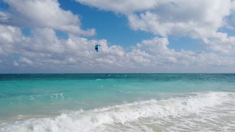 Surfing, waves, parachuting, on the crest of a wave Video stock 129646679