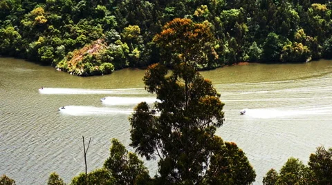 Surfing in the wild river 库存影片 65028644