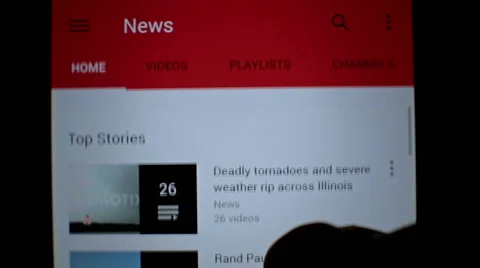Surfing youtube video web stream website on touchscreen display Stock Footage 49016616
