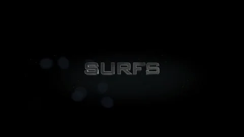 Surfs 3D title metal text on black alpha channel background Stock Footage 256992204