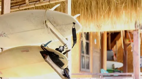 Surfs in rack Stock Footage 11320768