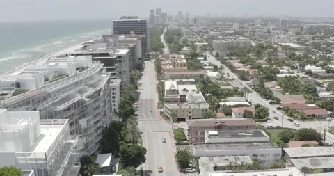 Surfside Miami Condo Buildings with Champlain Tower Aerial Stock Footage 158394397