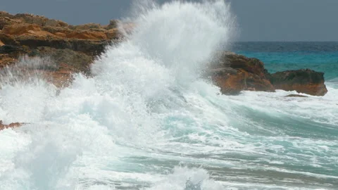 Surge with big waves and strong wind. Stock Footage 228647982